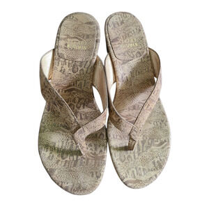 STUART WEITZMAN TAN NAIROBI CORK WEDGE LEATHER SANDALS WOMEN'S Sz 6.5 M